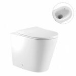 Zero Rimless Tornado Flush Floor Pan with SQUARE Chrome ABS Flush Plate