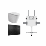 Java Rimless Floor Pan with ROUND Marble Black Porcelain Push Plate