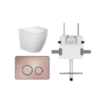 Venus Rimless Floor Pan with ROUND Brushed Bronze Stainlless Steel Flush Plate - Image 3