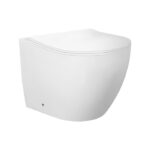Venus Rimless Floor Pan with ROUND Gun Metal Stainlless Steel Flush Plate - Image 5
