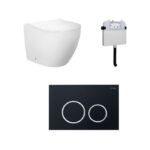 Venus Rimless Floor Pan with ROUND Black ABS flush Plate