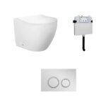 Java Rimless Floor Pan with ROUND Chrome ABS Flush Button