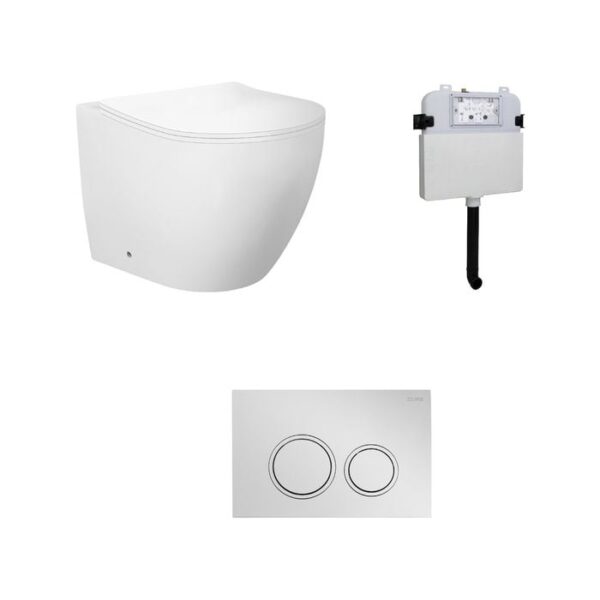 Java Rimless Floor Pan with ROUND Chrome ABS Flush Button
