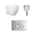 Venus Rimless Floor Pan with ROUND Satin Chrome Stainlless Steel Flush Plate