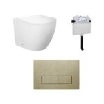 Venus Rimless Floor Pan with SQUARE Brushed Gold Stainlless Steel Flush Plate