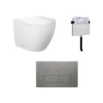 Venus Rimless Floor Pan with SQUARE Brushed Nickel Stainlless Steel Flush Plate - Image 4