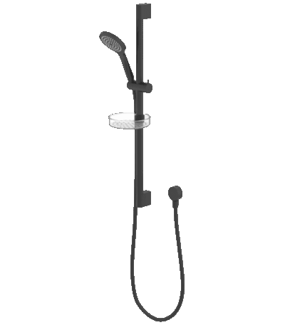 ABEY SRA03-B ROUND HAND SHOWER ON RAIL GARETH ASHTON BLACK - Urban Designs Bathroom and Kitchen