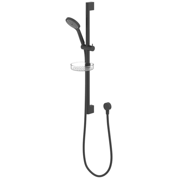 ABEY SRA03-B ROUND HAND SHOWER ON RAIL GARETH ASHTON BLACK - Urban Designs Bathroom and Kitchen