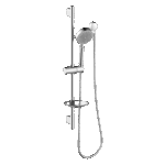 ABEY SRA04 ABS ROUND SINGLE FUNCTION SHOWER ON RAIL GARETH ASHTON CHROME / BLACK - Urban Designs Bathroom and Kitchen