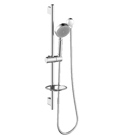 ABEY SRA04 ABS ROUND SINGLE FUNCTION SHOWER ON RAIL GARETH ASHTON CHROME / BLACK - Urban Designs Bathroom and Kitchen