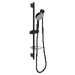 ABEY SRA05 ABS ROUND 5 FUNCTION HAND SHOWER ON RAIL GARETH ASHTON CHROME CHROME / BLACK - Urban Designs Bathroom and Kitchen