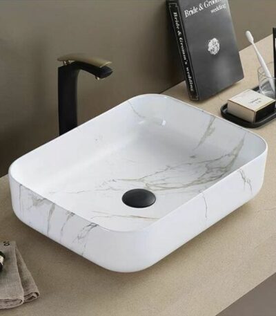 Above Counter Ceramic Basin - Carrara - Gloss White - Rectangle - 500mm | PA5039MC
