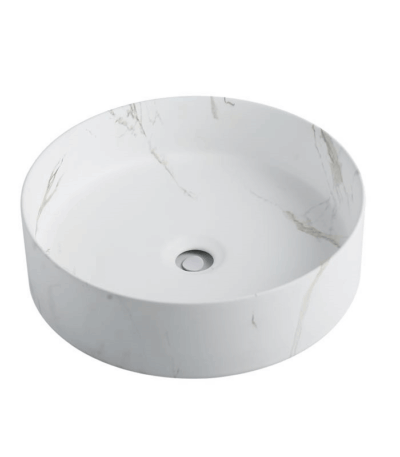 Above Counter Ceramic Basin - Carrara - Matt White - Round - 394mm | PA4040M2