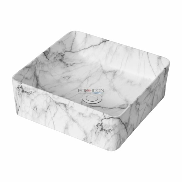 Above Counter Ceramic Basin - Carrara - Matt White - Square - 370mm | PA3737CRA