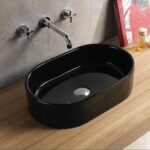 Above Counter Ceramic Basin - Gloss Black - Oval - 550mm | PA5535B