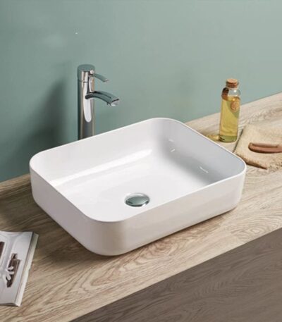 Above Counter Ceramic Basin - Gloss White - Rectangle - 500mm | PA5039