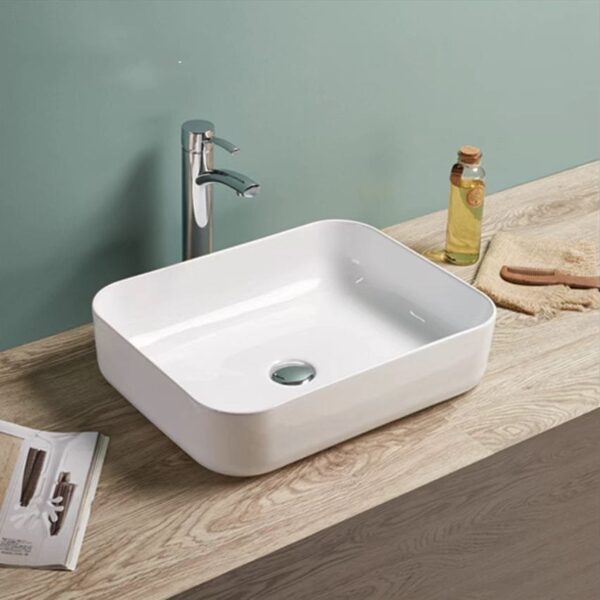 Above Counter Ceramic Basin - Gloss White - Rectangle - 500mm | PA5039