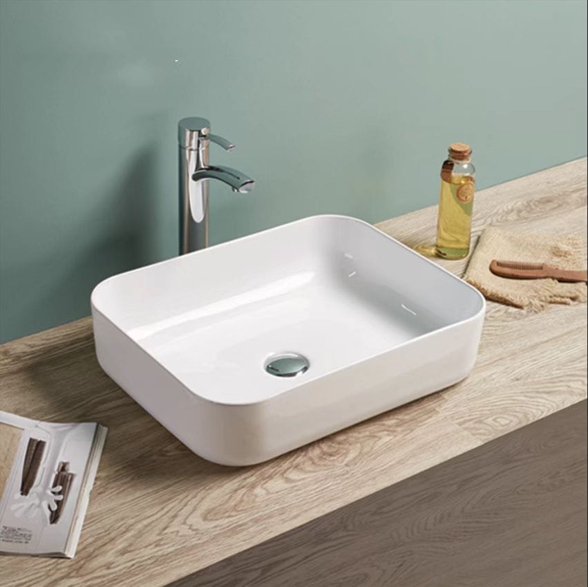 Above Counter Ceramic Basin - Gloss White - Rectangle - 500mm | PA5039