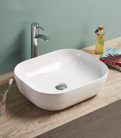 Above Counter Ceramic Basin - Gloss White - Rectangle - 505mm | PA4939