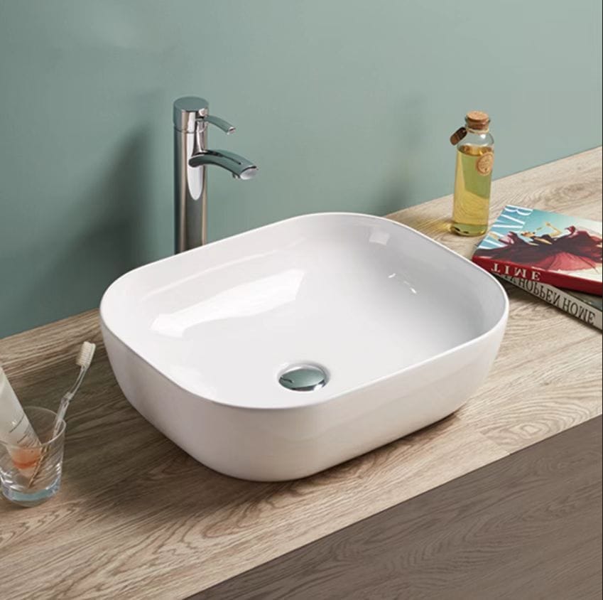 Above Counter Ceramic Basin - Gloss White - Rectangle - 505mm | PA4939