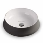 Above Counter Ceramic Basin - Grey/Gloss White - Round - 455mm | PA4545GW