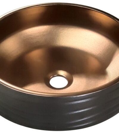 Above Counter Ceramic Basin - Matt Black/Copper - Round - 435mm | PA4343BC