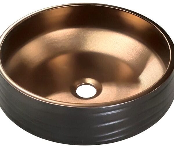 Above Counter Ceramic Basin - Matt Black/Copper - Round - 435mm | PA4343BC