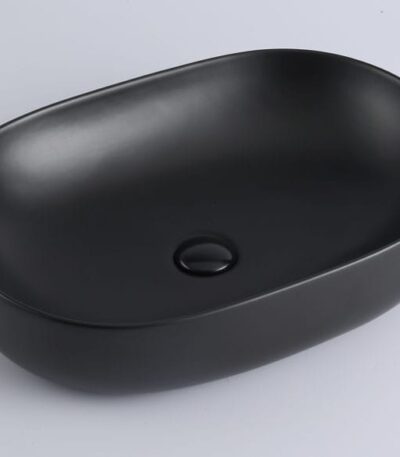 Above Counter Ceramic Basin - Matt Black - Oval - 490mm | PA4935MB