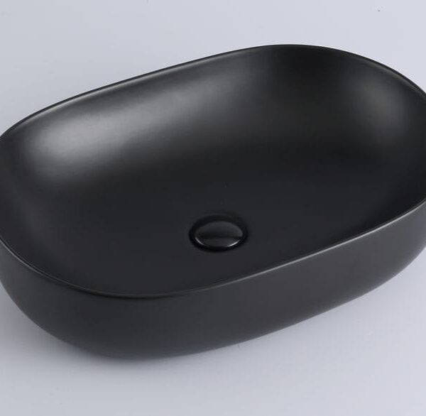 Above Counter Ceramic Basin - Matt Black - Oval - 490mm | PA4935MB