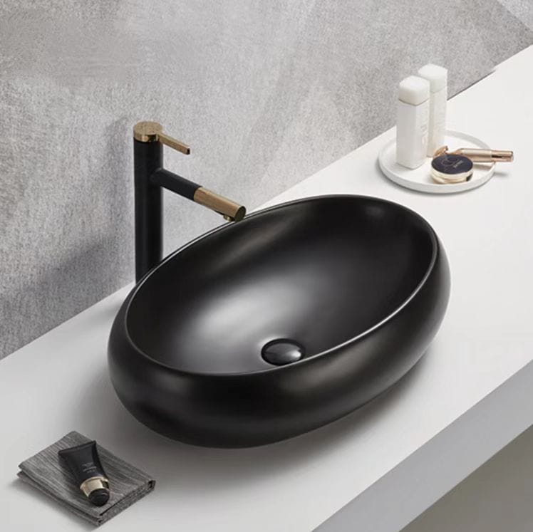 Above Counter Ceramic Basin - Matt Black - Oval - 570mm | PA6040MB