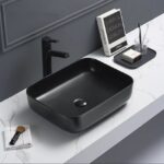 Above Counter Ceramic Basin - Matt Black - Rectangle - 500mm | PA5039MB