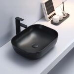 Above Counter Ceramic Basin - Matt Black - Rectangle - 505mm | PA4939MB