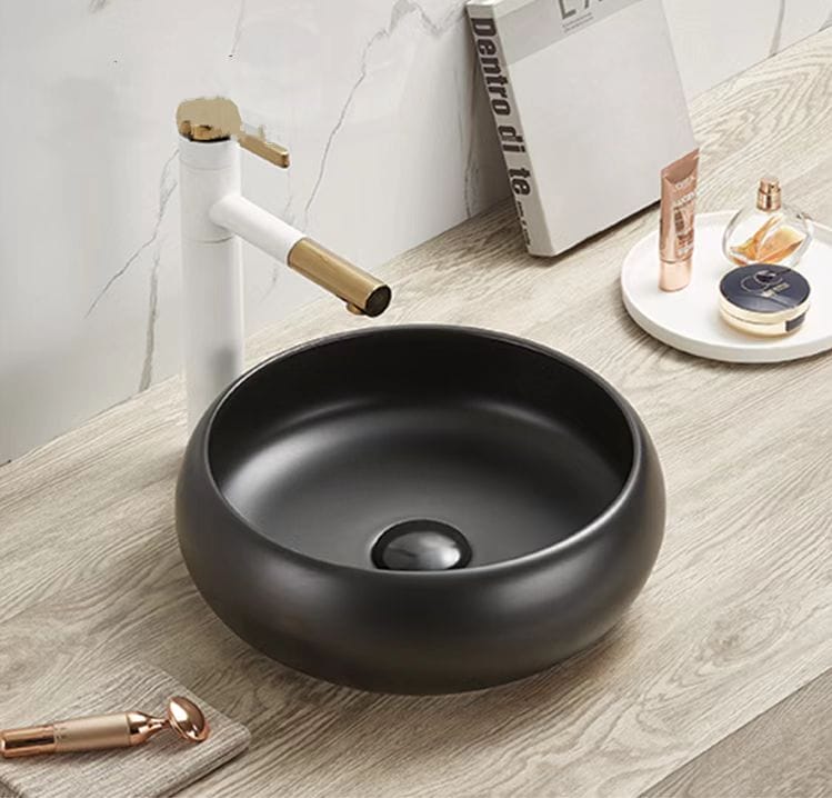 Above Counter Ceramic Basin - Matt Black - Round - 360mm | PA3612MB