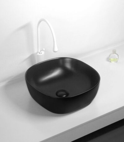 Above Counter Ceramic Basin - Matt Black - Round - 375mm | PA37375MB