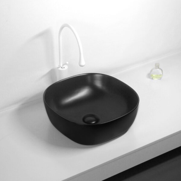 Above Counter Ceramic Basin - Matt Black - Round - 375mm | PA37375MB