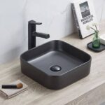 Above Counter Ceramic Basin - Matt Black - Square - 370mm | PA3711MB