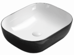 Above Counter Ceramic Basin - Matt Black/White - Rectangle - 505mm | PA4939BW