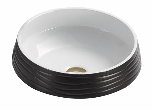 Above Counter Ceramic Basin - Matt Black/White - Round - 435mm | PA4343BW