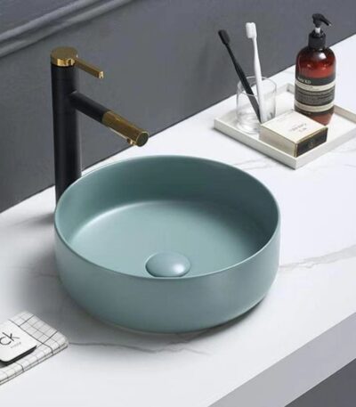 Above Counter Ceramic Basin - Matt Green - Round - 346mm | PA3535GN