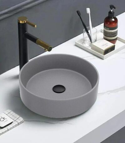 Above Counter Ceramic Basin - Matt Grey - Round - 355mm | PA3535CG
