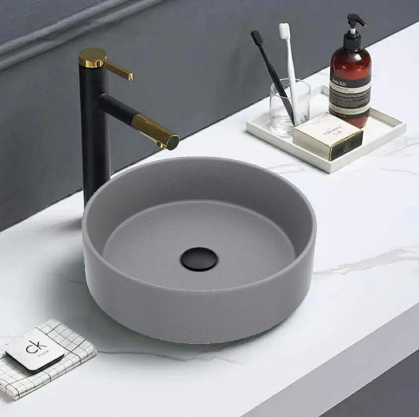 Above Counter Ceramic Basin - Matt Grey - Round - 355mm | PA3535CG