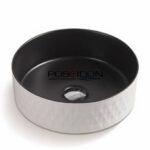 Above Counter Ceramic Basin - Matt White/Black - Round - 360mm | PA3636WB
