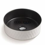 Above Counter Ceramic Basin - Matt White/Black - Round - 360mm | PA3636WB