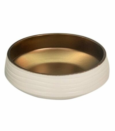 Above Counter Ceramic Basin - Matt White/Copper - Round - 435mm | PA4343WC