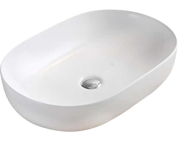 Above Counter Ceramic Basin - Matt White - Oval - 490mm | PA4935MW