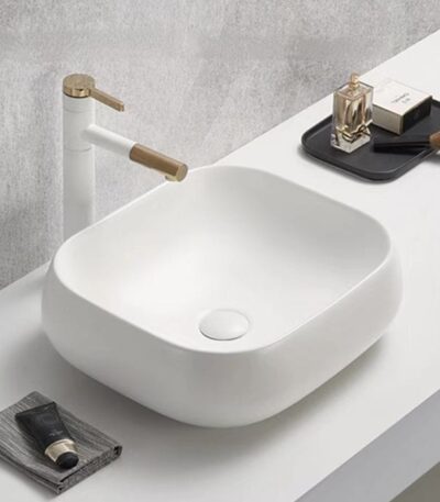 Above Counter Ceramic Basin - Matt White - Rectangle - 450mm | PA4540MW