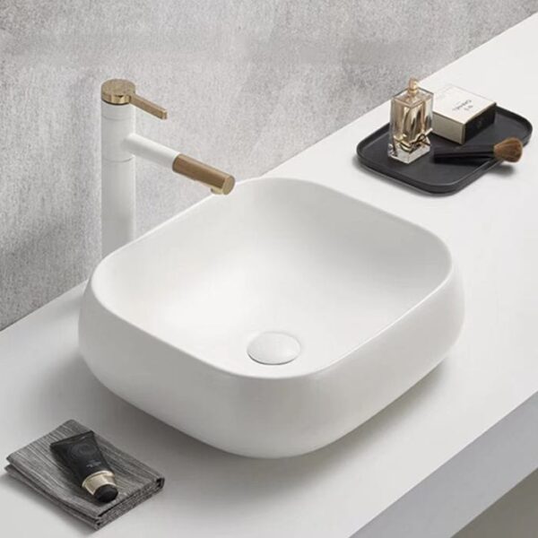 Above Counter Ceramic Basin - Matt White - Rectangle - 450mm | PA4540MW