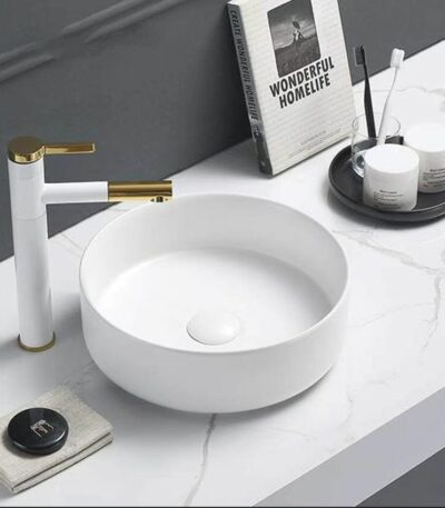 Above Counter Ceramic Basin - Matt White - Round - 355mm | PA3535MW