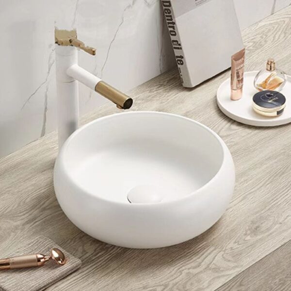 Above Counter Ceramic Basin - Matt White - Round - 360mm | EPS-A 3612MW