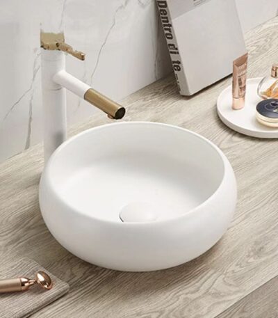 Above Counter Ceramic Basin - Matt White - Round - 360mm | PA3612MW
